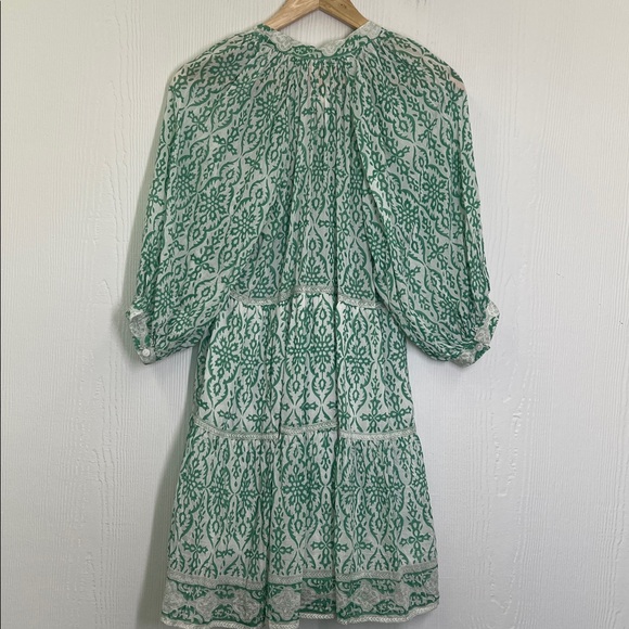 Bell - Clara Green Floral Print  Boho Cotton Silk Button Down Dress Size Small - Picture 11 of 11